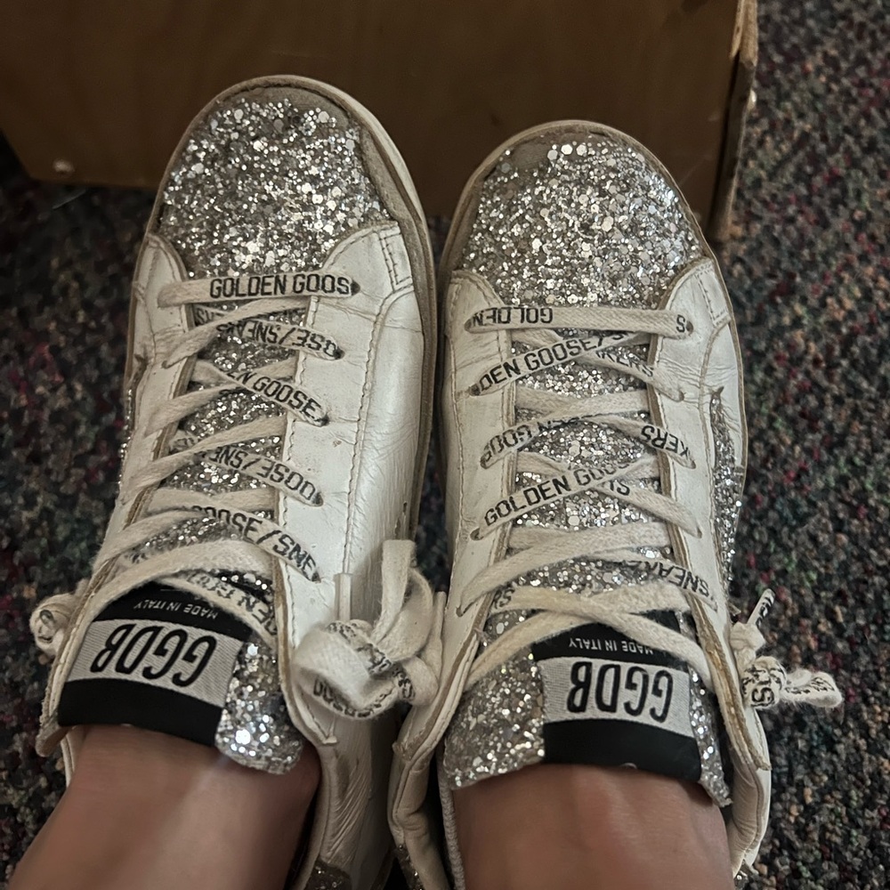 Authentic Golden Goose Superstar glitter white & silver sneaker - Picture 3 of 11